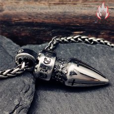 画像4: Antique Jewelry メンズ 弾丸クロスペンダント オリジナルデザイン レトロ ヒップホップスタイル チタンスチール製 (4)