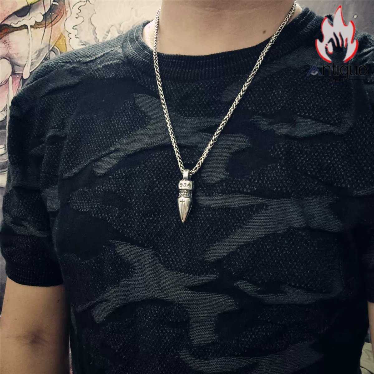 画像6: Antique Jewelry メンズ 弾丸クロスペンダント オリジナルデザイン レトロ ヒップホップスタイル チタンスチール製 (6)