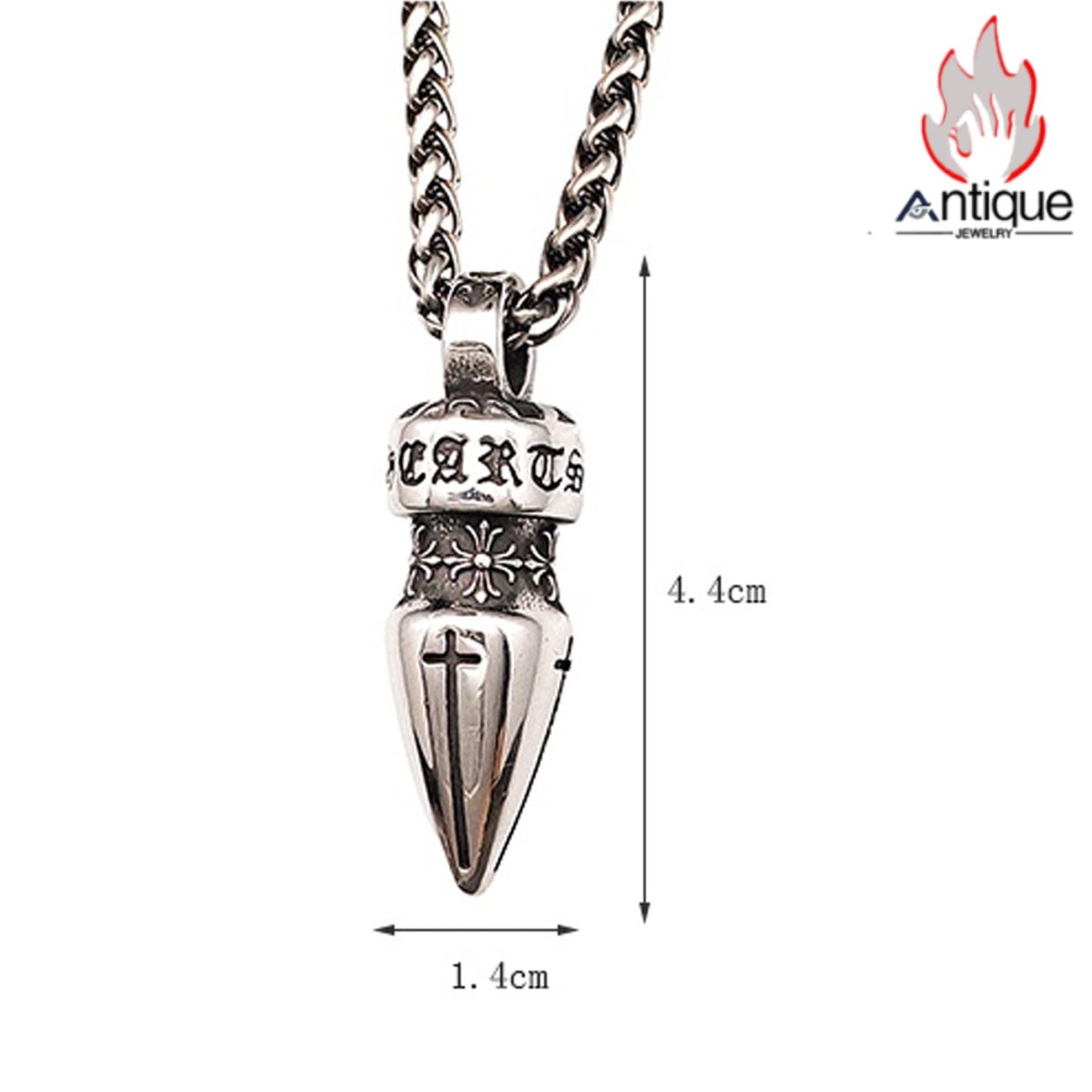 画像7: Antique Jewelry メンズ 弾丸クロスペンダント オリジナルデザイン レトロ ヒップホップスタイル チタンスチール製 (7)