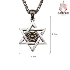画像7: Antique Jewelry レトロ 六芒星 ゴールデン オールシーイングアイ メンズネックレス チタンスチール 万能デザイン ペンダント (7)