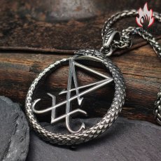画像6: Antique Jewelry メンズアクセサリー サタン紋章 & ウロボロスペンダント ダークパンクスタイル レトロデザイン チタンスチール製 (6)
