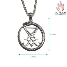画像8: Antique Jewelry メンズアクセサリー サタン紋章 & ウロボロスペンダント ダークパンクスタイル レトロデザイン チタンスチール製 (8)