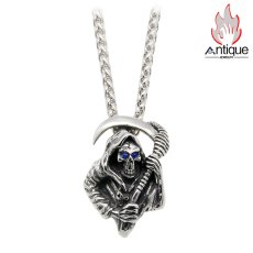 画像1: Antique Jewelry パンク 鎌 死神 ドクロ ネックレス メンズ ファッション レトロ チタン鋼 ヒップホップ ペンダント アクセサリー (1)