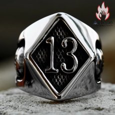 画像2: Antique Jewelry 欧米ゴシック風 個性的な数字13リング 北欧 レトロスカルデザインのチタン鋼指輪 (2)