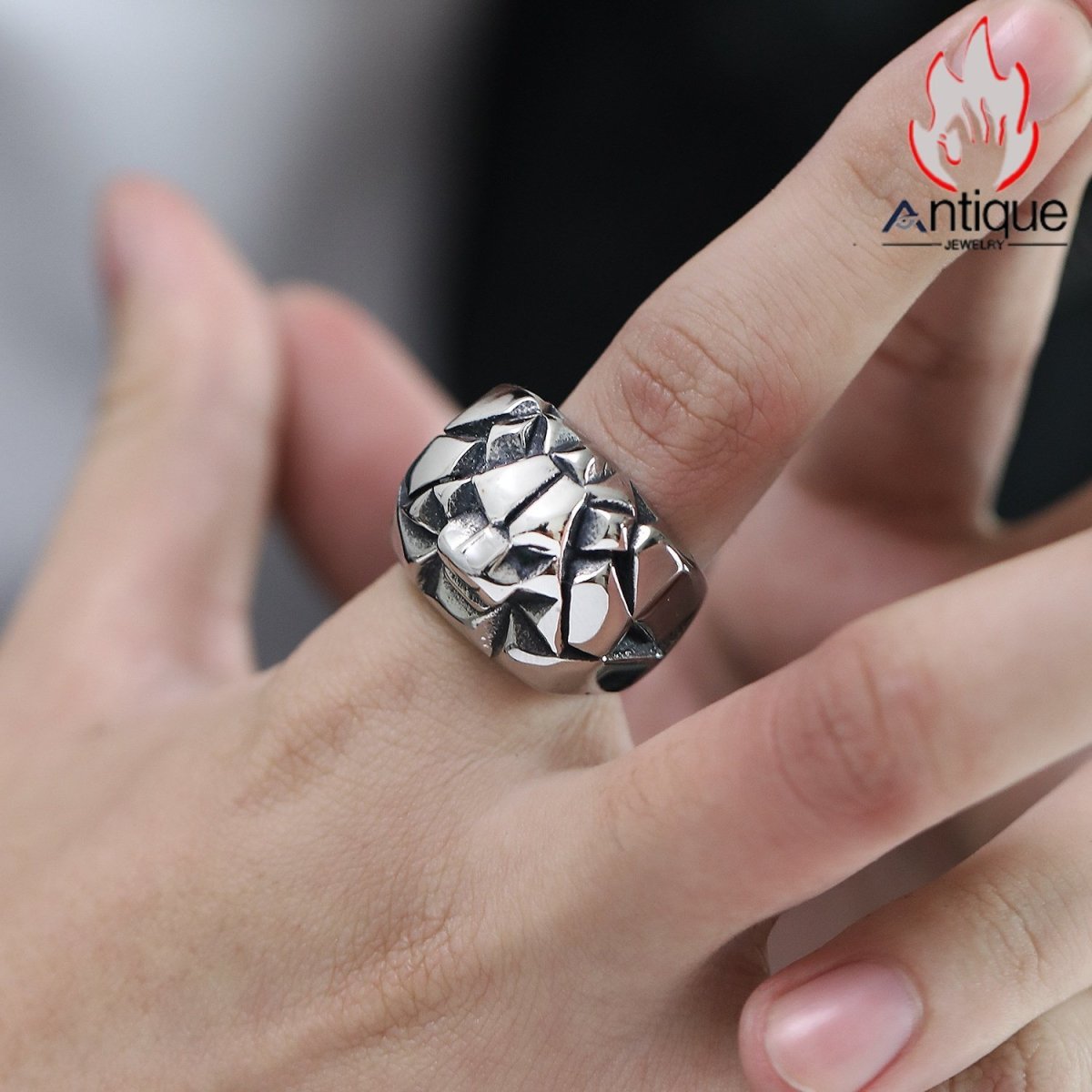 画像6: Antique Jewelry ファッショナブルで高級感のある アニメライオンリング メンズ 欧米パンクスタイル 大サイズ チタンリング (6)