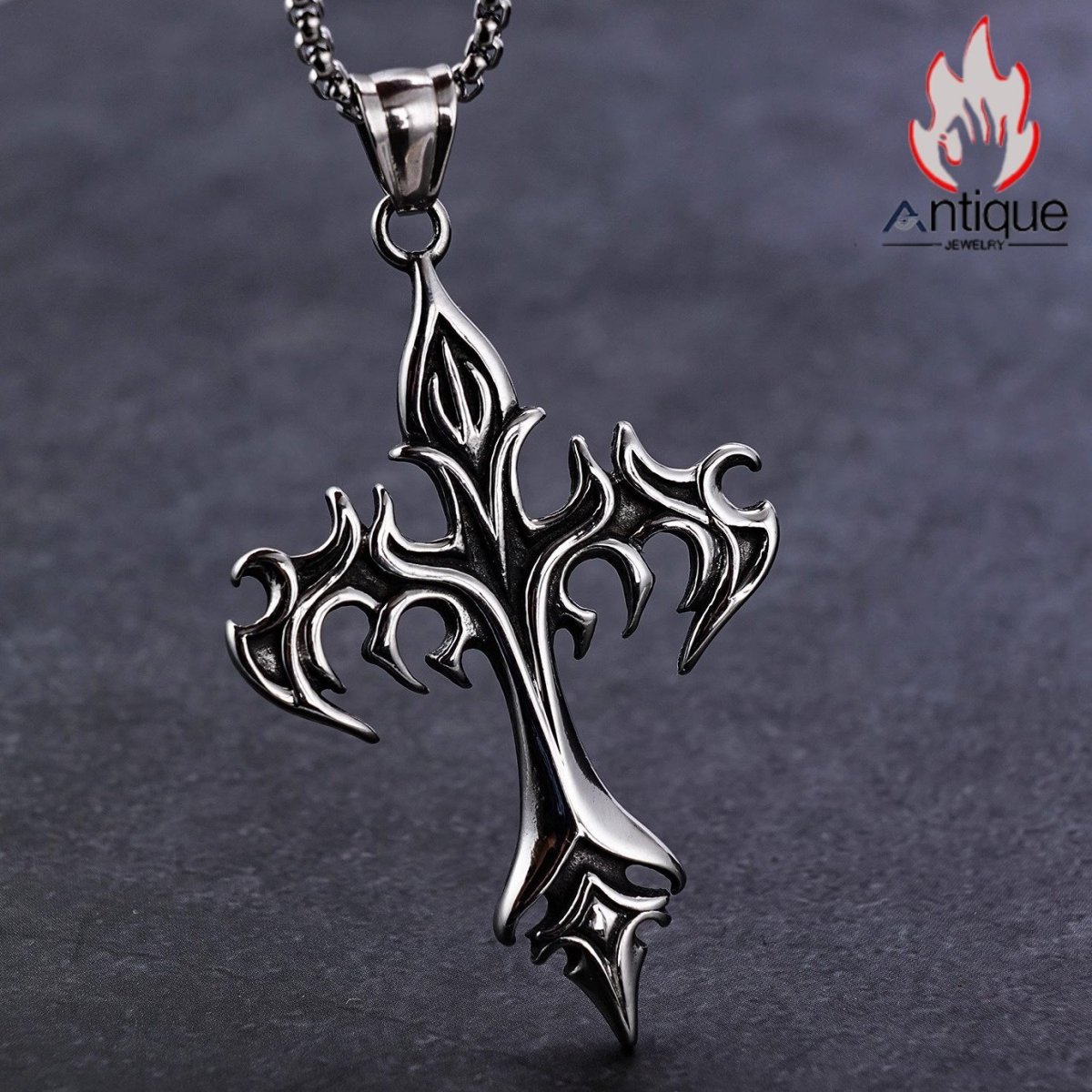 画像3: Antique Jewelry 高級感のある 欧米風 フレイムクロスペンダント ファッショナブルなアクセサリー メンズヴィンテージネックレス (3)