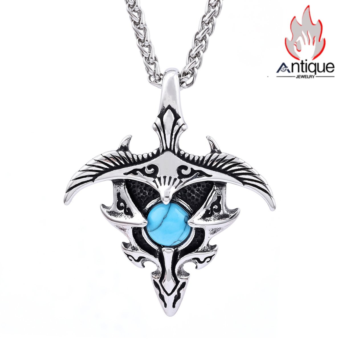 画像1: Antique Jewelry 欧米ヴィンテージ風 ワシのチタン製ペンダント ヴィンテージパンク風 高級感のあるアクセサリー (1)