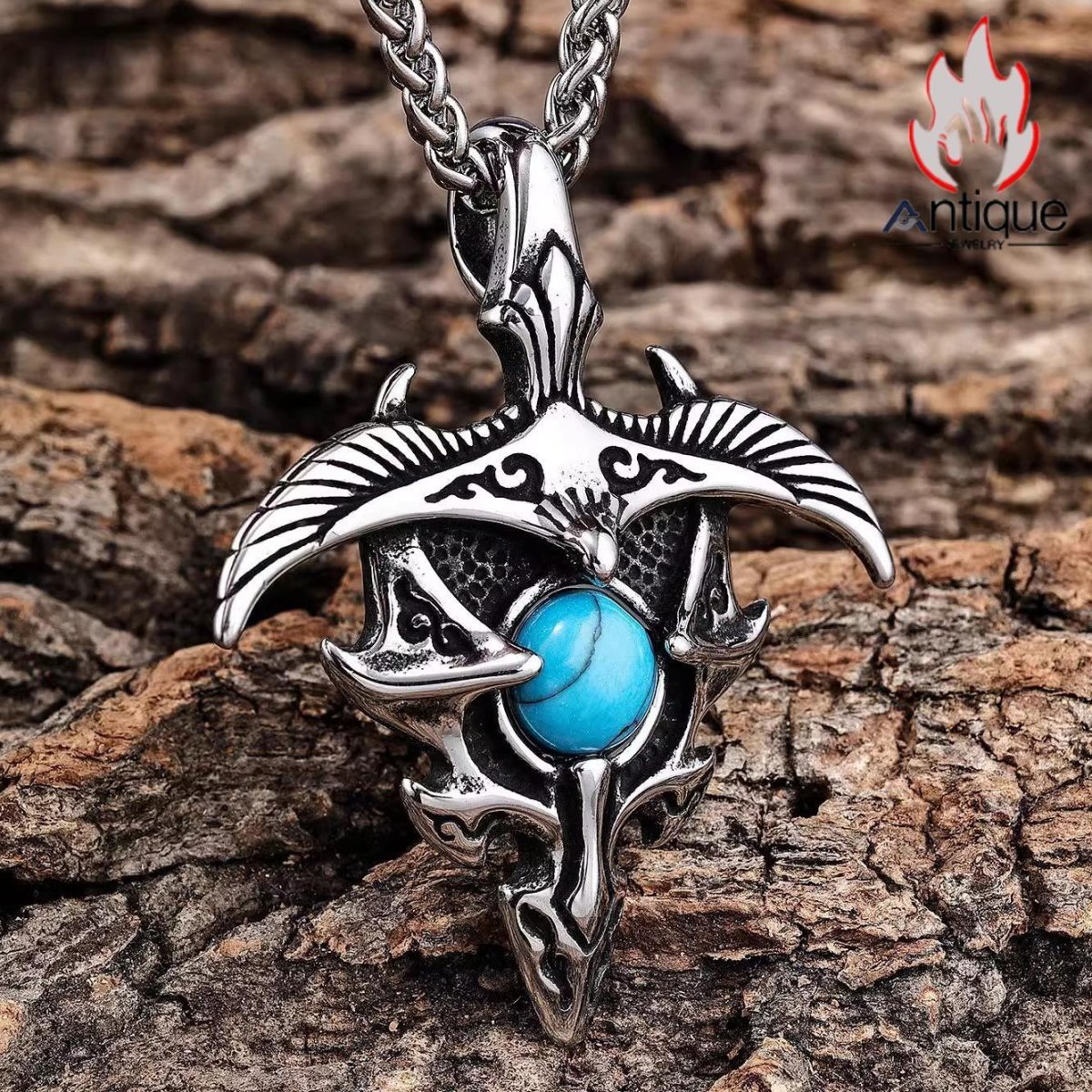 画像3: Antique Jewelry 欧米ヴィンテージ風 ワシのチタン製ペンダント ヴィンテージパンク風 高級感のあるアクセサリー (3)