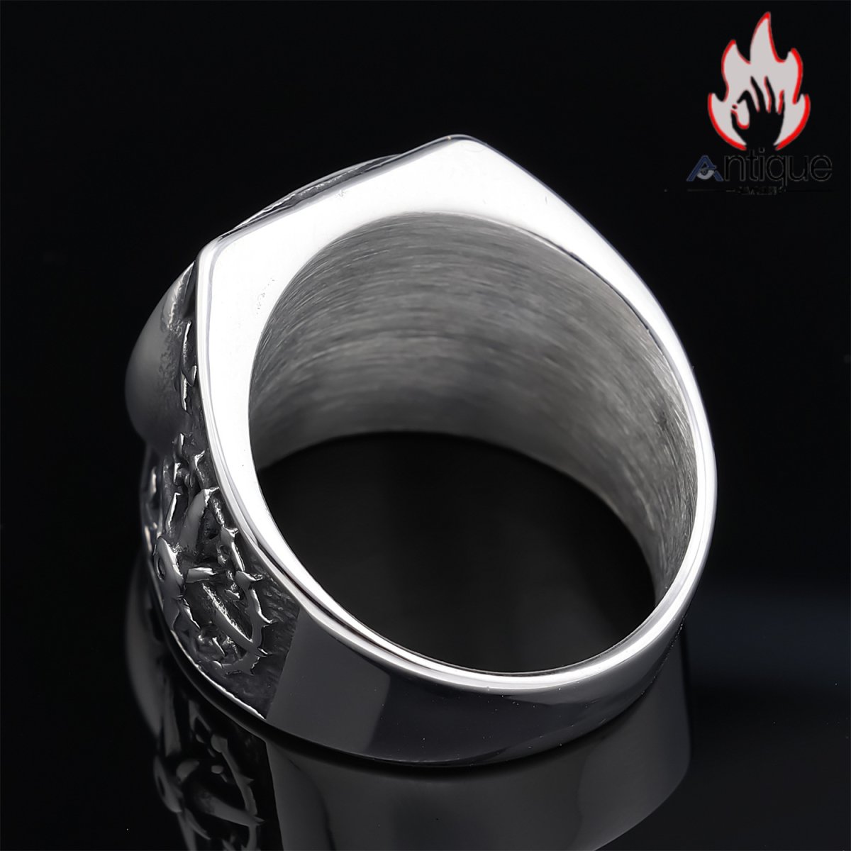 画像5: Antique Jewelry ワイドデザイン ファッション個性 レトロクロス 北欧バイキング航海 コンパスリング (5)