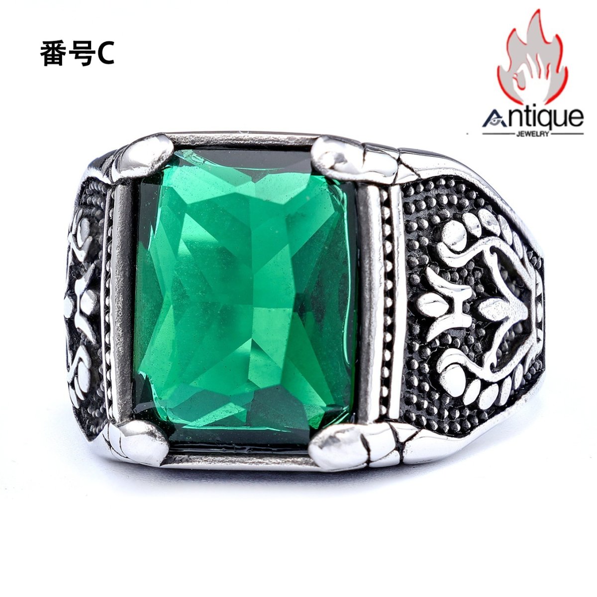 画像5: Antique Jewelry 欧米風 高級感 レトロ キュービックジルコニア埋め込みリング チタン鋼 アクセサリー (5)
