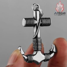 画像4: Antique Jewelry 欧米 中世の航海 クラシック ヴァイキング シップアンカー チタン鋼ペンダント メンズ ヴィンテージ 個性的なパンクスタイルネックレス (4)