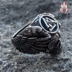 画像8: Antique Jewelry 欧米パンクスタイル 三角 翼 リング ドクロ タイタニウム合金 リング 大サイズ ダークファッション アクセサリー (8)