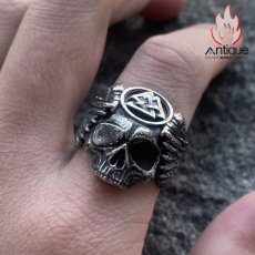 画像10: Antique Jewelry 欧米パンクスタイル 三角 翼 リング ドクロ タイタニウム合金 リング 大サイズ ダークファッション アクセサリー (10)