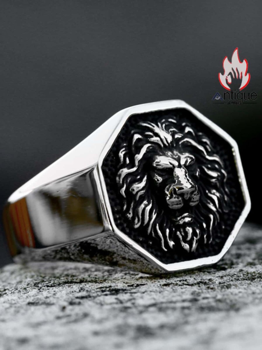 画像4: Antique Jewelry ライオン メンズリング トレンディな個性 欧米のパンクスタイルアクセサリー (4)