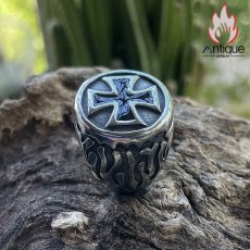 画像2: Antique Jewelry 「クロスフレイムメダル」リング チタン鋼 おしゃれなアクセサリー (2)