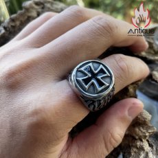 画像6: Antique Jewelry 「クロスフレイムメダル」リング チタン鋼 おしゃれなアクセサリー (6)