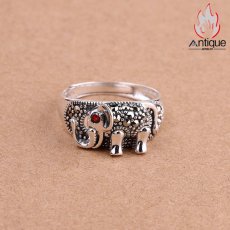 画像5: Antique Jewelry S925 純銀 象モチーフ リング レディース 開口式 調節可能 ヴィンテージ風 個性的 ハンドメイド おしゃれアクセサリー (5)