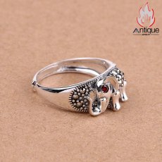 画像6: Antique Jewelry S925 純銀 象モチーフ リング レディース 開口式 調節可能 ヴィンテージ風 個性的 ハンドメイド おしゃれアクセサリー (6)