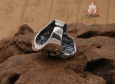 画像6: Antique Jewelry S925 シルバー スカルリング メンズ ゴシックスタイル ヴィンテージ加工 海賊船長 ドクロモチーフ 指輪 アクセサリー (6)