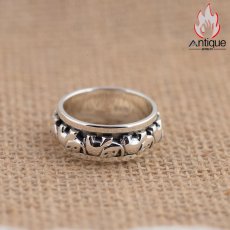 画像2: Antique Jewelry 925 シルバー アクセサリー 立体レリーフ ゾウモチーフ リング ペアリング メンズ レディース 回転可能 おしゃれ 個性派デザイン (2)