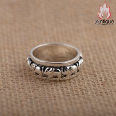 画像3: Antique Jewelry 925 シルバー アクセサリー 立体レリーフ ゾウモチーフ リング ペアリング メンズ レディース 回転可能 おしゃれ 個性派デザイン (3)
