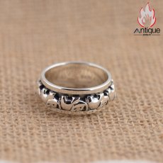 画像4: Antique Jewelry 925 シルバー アクセサリー 立体レリーフ ゾウモチーフ リング ペアリング メンズ レディース 回転可能 おしゃれ 個性派デザイン (4)