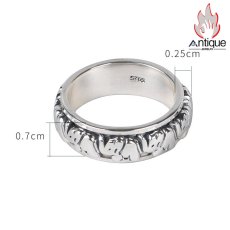画像9: Antique Jewelry 925 シルバー アクセサリー 立体レリーフ ゾウモチーフ リング ペアリング メンズ レディース 回転可能 おしゃれ 個性派デザイン (9)