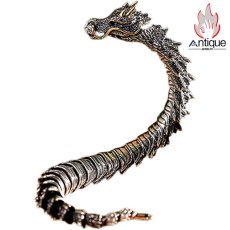 画像1: Antique Jewelry S925 シルバー 十二支 龍頭 龍骨ブレスレット メンズ ヴィンテージ ゴシック風 プレゼント 誕生日ギフト (1)