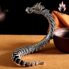 画像2: Antique Jewelry S925 シルバー 十二支 龍頭 龍骨ブレスレット メンズ ヴィンテージ ゴシック風 プレゼント 誕生日ギフト (2)