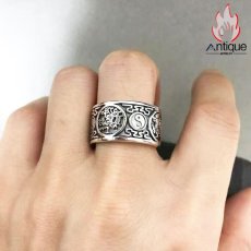 画像5: Antique Jewelry S925 シルバー 四神獣 デザインリング メンズ ワイド幅 ヴィンテージ風 個性派 ファッション指輪 (5)