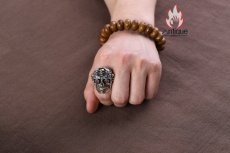 画像11: Antique Jewelry S925 純銀 髑髏 スカル パンク ゴシック メンズ 指輪 人差し指 リング オープン サイズ調整可能 ヴィンテージ アンティーク加工 レトロ 錆風デザイン (11)