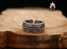 画像4: Antique Jewelry S925 純銀 唐草文 メンズリング 古蔦模様 レトロデザイン シンプル オープンリング 調整可能 (4)