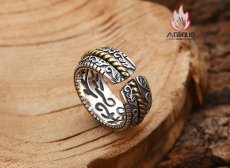 画像5: Antique Jewelry S925 純銀 唐草文 メンズリング 古蔦模様 レトロデザイン シンプル オープンリング 調整可能 (5)