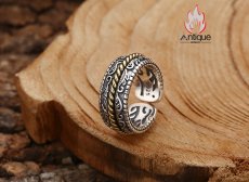 画像6: Antique Jewelry S925 純銀 唐草文 メンズリング 古蔦模様 レトロデザイン シンプル オープンリング 調整可能 (6)