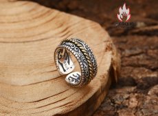 画像7: Antique Jewelry S925 純銀 唐草文 メンズリング 古蔦模様 レトロデザイン シンプル オープンリング 調整可能 (7)