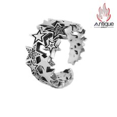 画像1: Antique Jewelry S925 純銀 五芒星スターモチーフ メンズ指輪 レトロ雰囲気 ヒップホップスタイル シンプル都会的 存在感抜群 おしゃれアクセサリー (1)