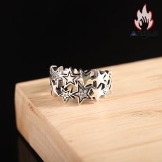 画像4: Antique Jewelry S925 純銀 五芒星スターモチーフ メンズ指輪 レトロ雰囲気 ヒップホップスタイル シンプル都会的 存在感抜群 おしゃれアクセサリー (4)