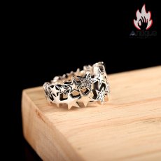 画像5: Antique Jewelry S925 純銀 五芒星スターモチーフ メンズ指輪 レトロ雰囲気 ヒップホップスタイル シンプル都会的 存在感抜群 おしゃれアクセサリー (5)