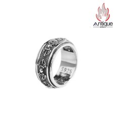 画像1: Antique Jewelry S925 純銀 金剛杵モチーフ レトロデザイン メンズリング 回転可能タイプ (1)