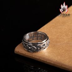 画像5: Antique Jewelry S925 純銀 金剛杵モチーフ レトロデザイン メンズリング 回転可能タイプ (5)