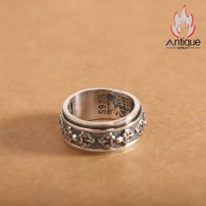 画像6: Antique Jewelry S925 純銀 金剛杵モチーフ レトロデザイン メンズリング 回転可能タイプ (6)