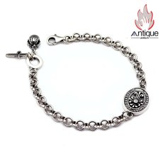 画像1: Antique Jewelry S925 純銀 クロス 王冠 リングモチーフ ブレスレット ペアブレスレット 男女兼用 レトロ 欧米風 個性デザイン アクセサリー (1)