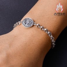 画像5: Antique Jewelry S925 純銀 クロス 王冠 リングモチーフ ブレスレット ペアブレスレット 男女兼用 レトロ 欧米風 個性デザイン アクセサリー (5)