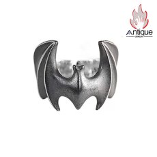 画像1: Antique Jewelry S925 純銀 コウモリモチーフ メンズオープンリング ヴィンテージ加工 ゴシックスタイル ファッション個性デザイン 指輪アクセサリー (1)