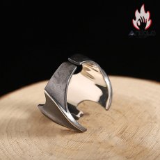 画像3: Antique Jewelry S925 純銀 コウモリモチーフ メンズオープンリング ヴィンテージ加工 ゴシックスタイル ファッション個性デザイン 指輪アクセサリー (3)