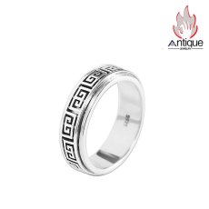 画像1: Antique Jewelry S925 純銀 雲柄 祥紋デザイン 二重層 回転可能リング ユニセックス 男女兼用 シンプルファッション 指輪アクセサリー (1)