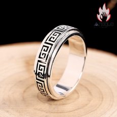 画像2: Antique Jewelry S925 純銀 雲柄 祥紋デザイン 二重層 回転可能リング ユニセックス 男女兼用 シンプルファッション 指輪アクセサリー (2)