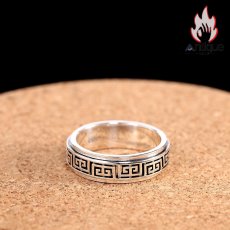 画像3: Antique Jewelry S925 純銀 雲柄 祥紋デザイン 二重層 回転可能リング ユニセックス 男女兼用 シンプルファッション 指輪アクセサリー (3)