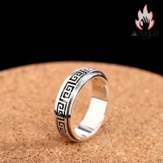 画像4: Antique Jewelry S925 純銀 雲柄 祥紋デザイン 二重層 回転可能リング ユニセックス 男女兼用 シンプルファッション 指輪アクセサリー (4)