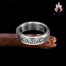 画像5: Antique Jewelry S925 純銀 雲柄 祥紋デザイン 二重層 回転可能リング ユニセックス 男女兼用 シンプルファッション 指輪アクセサリー (5)